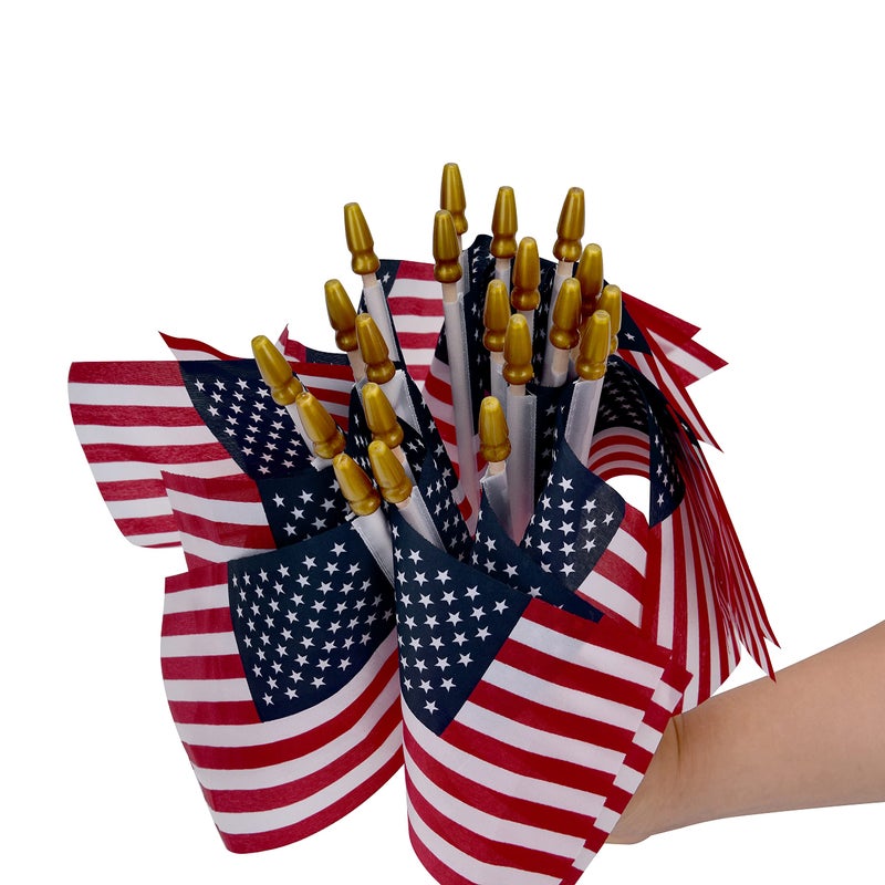 Uelfbaby 12 Pack Small American Flags on Stick Small US Flags/Mini American Flags for Outside 4x6 Inch American Hand Held Stick Flags with Kid-Safe Spear Top, Patriotic Veterans Day Decorations, 4th of July Decorations - Image 4